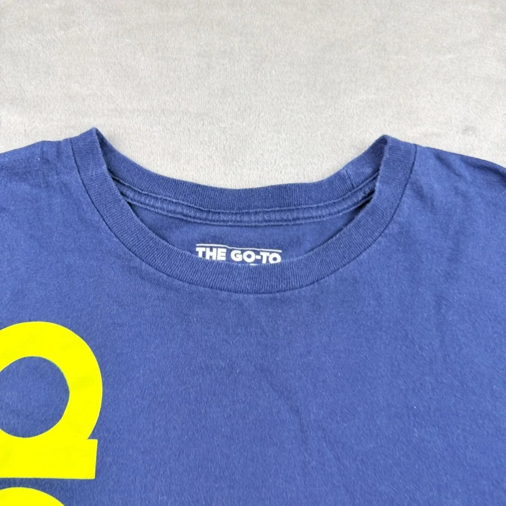 Adidas Men's Medium The Go-To Tee Navy Blue Vertical Logo Graphic T-Shirt